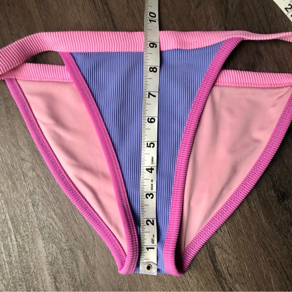 Beach Riot Bikini Color Block Purple Pink Size Medium High Waist 2 Piece Set - Picture 8 of 10